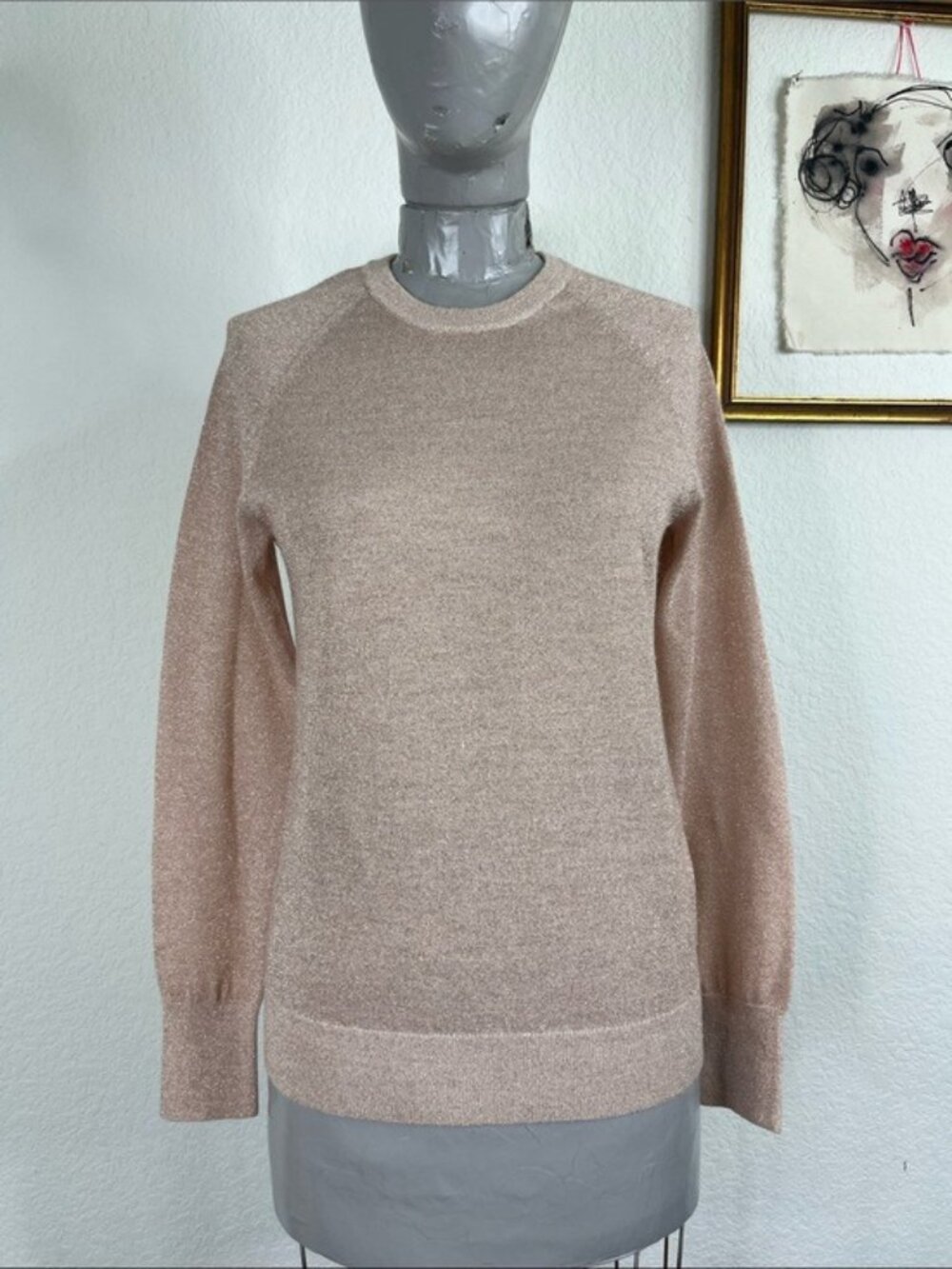 Equipment Metallic Rose Gold Sweater